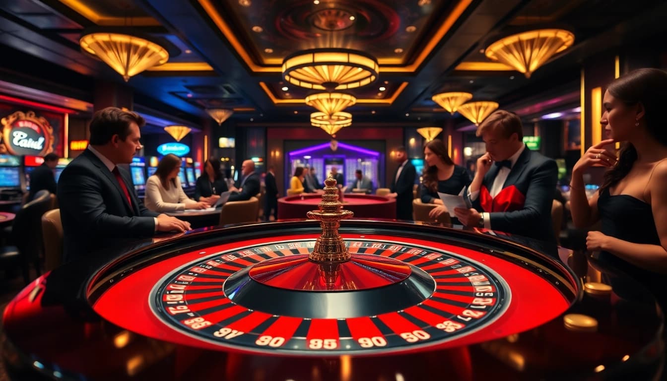 Experience the thrilling atmosphere of the Nova88 online casino with players around a roulette table.