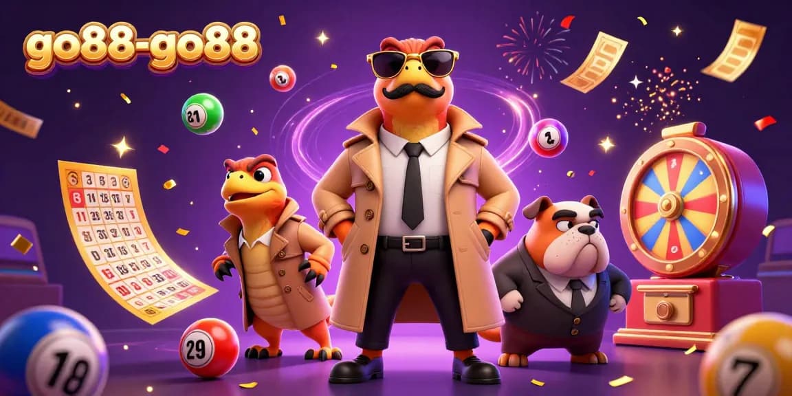 Engage with the exciting world of go88-go88 as raptors sneak into a VIP casino lounge amidst flying lottery balls and golden tickets.