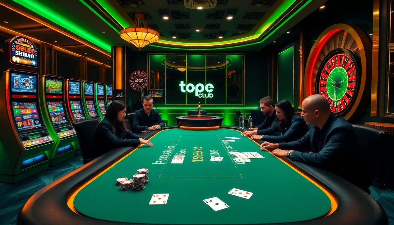 topclub players enjoying an exciting poker game at a luxurious casino.