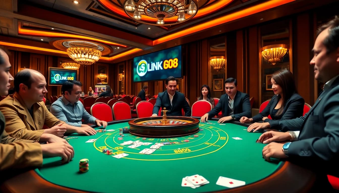 Engaging scene with Link Go88 poker gameplay, vibrant casino atmosphere, and high-stakes excitement.
