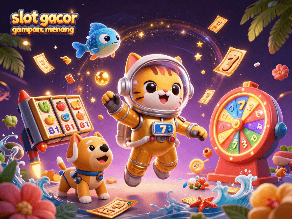 Engage and win with slot gacor gampang menang in a colorful casino adventure scene.
