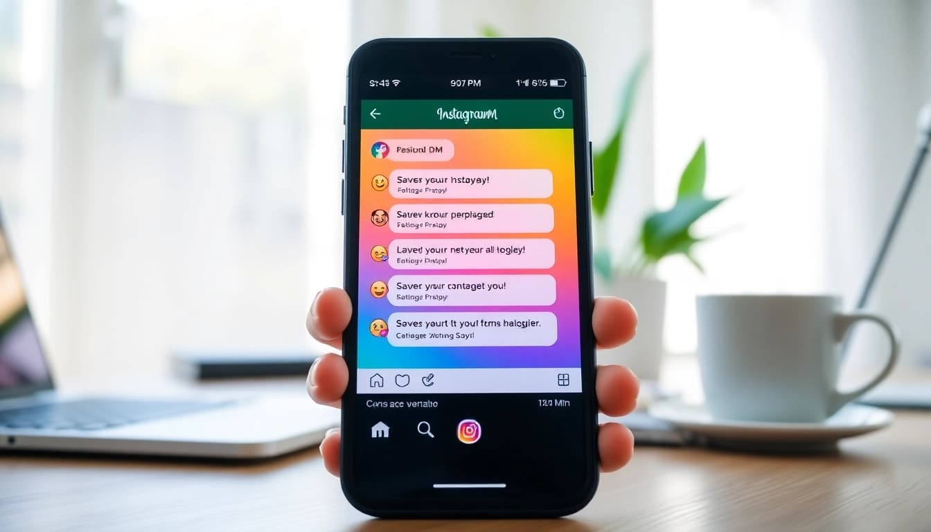 Engage followers with follow in dm messaging on a vibrant smartphone interface.