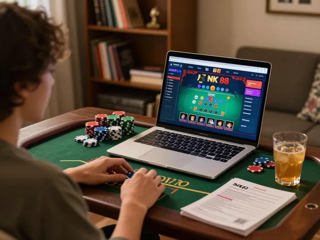 Navigating NK 88 online casino while enjoying a cozy home atmosphere