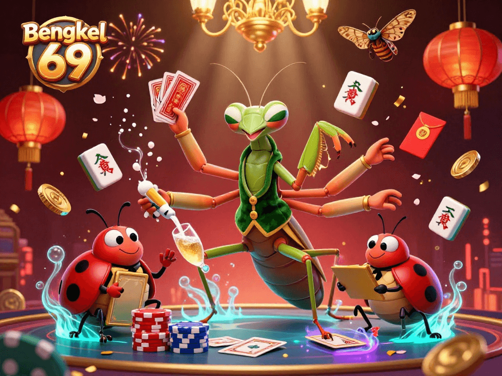 Engage in fun and excitement with Bengkel 69's vibrant casino scene featuring card games.