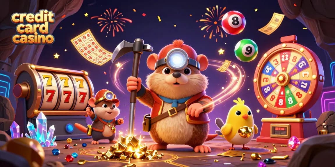 Experience the excitement of a credit card casino with vibrant games, massive jackpots, and energetic characters.