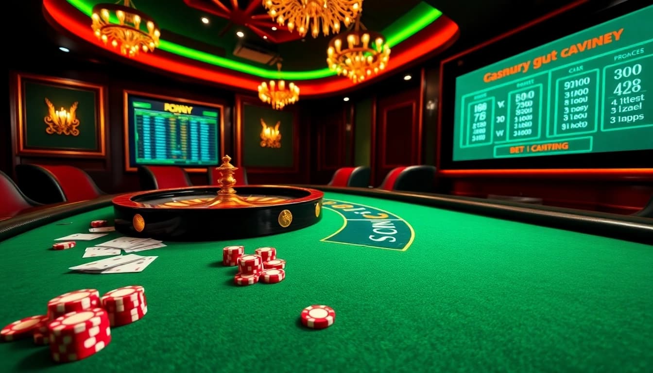 Bongvip offers a luxurious casino experience with vibrant poker chips and a roulette wheel.