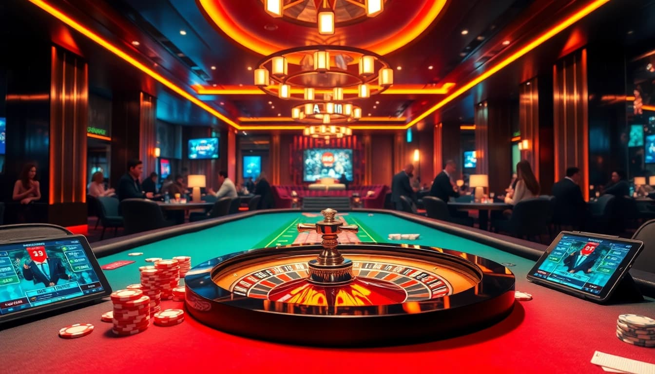 Players immersed in the thrilling atmosphere of bl555 casino, showcasing vibrant chips and engaging game tables.