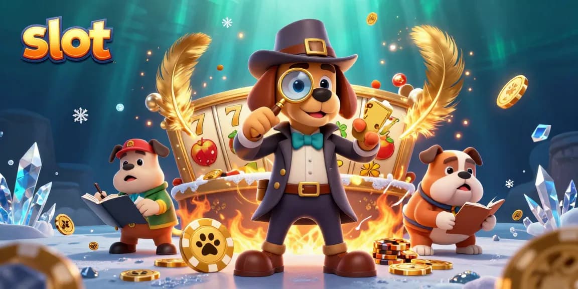 Menangkan slot di kasino dengan detektif kartun yang menyelidiki petunjuk poker chip emas.