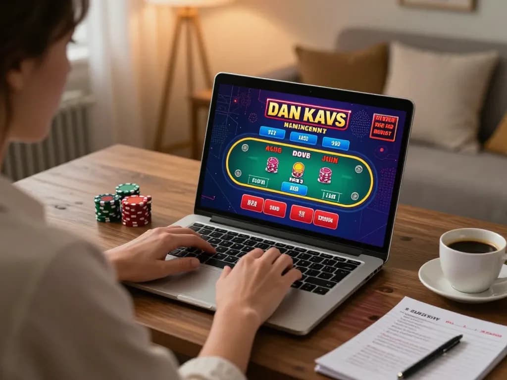 Player engaging in F8BET online casino game from home, demonstrating strategic gameplay.