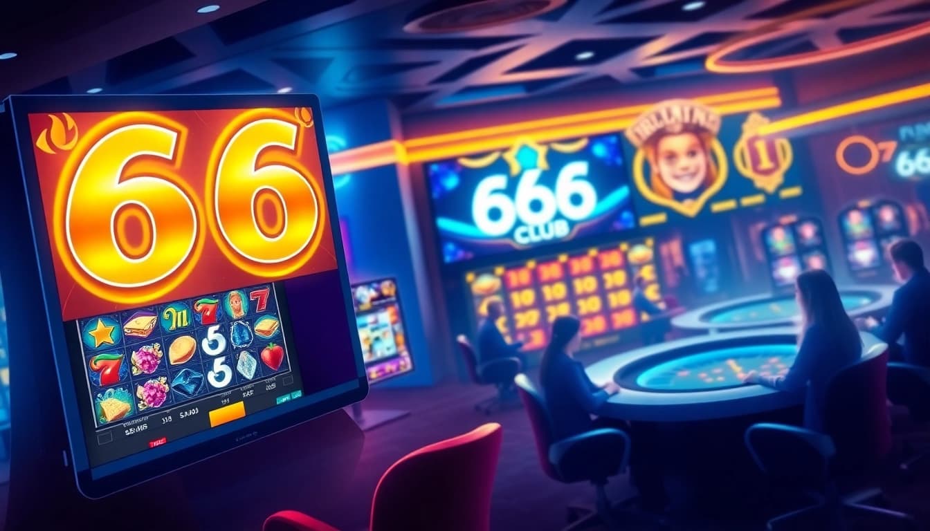 Experience the excitement of online gaming with 66CLUB – showcasing vibrant game interfaces and live dealer interactions.