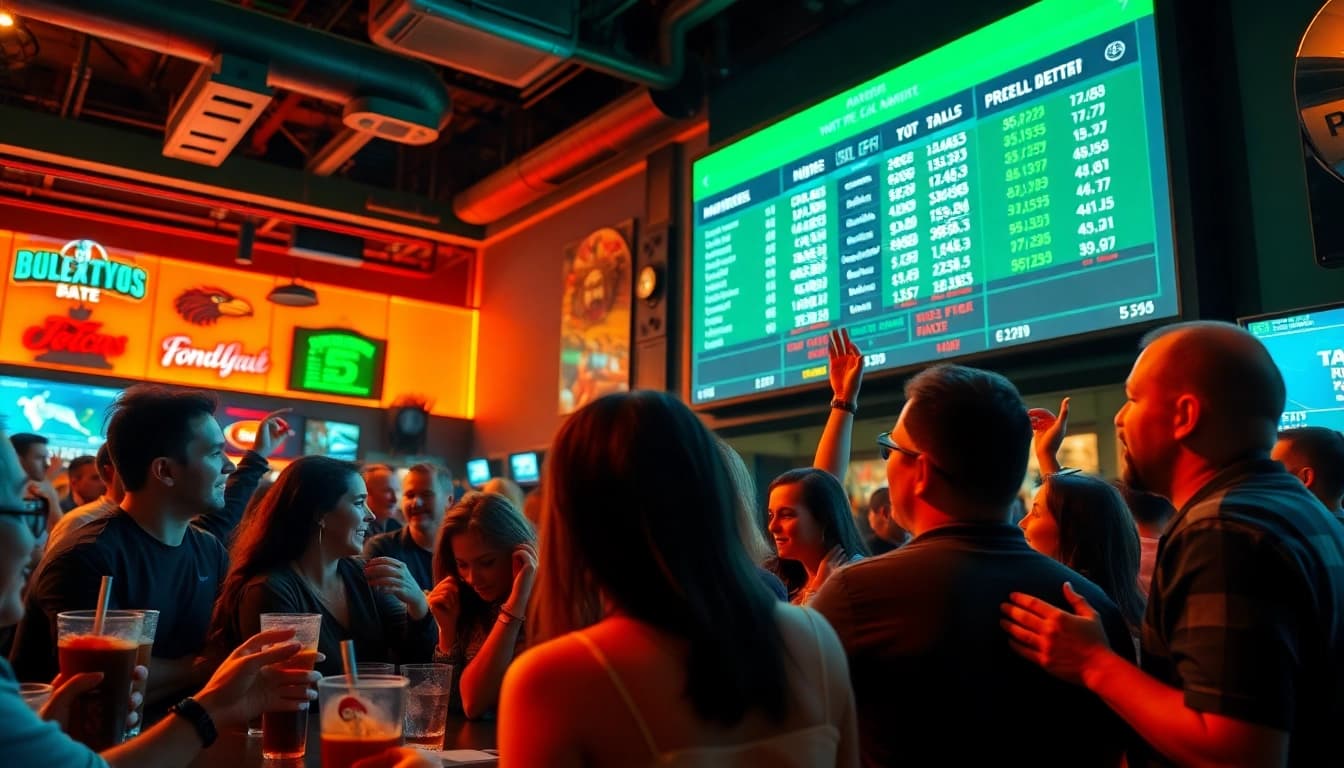 Experience the excitement of Sports Betting with fans in a vibrant sports bar environment.