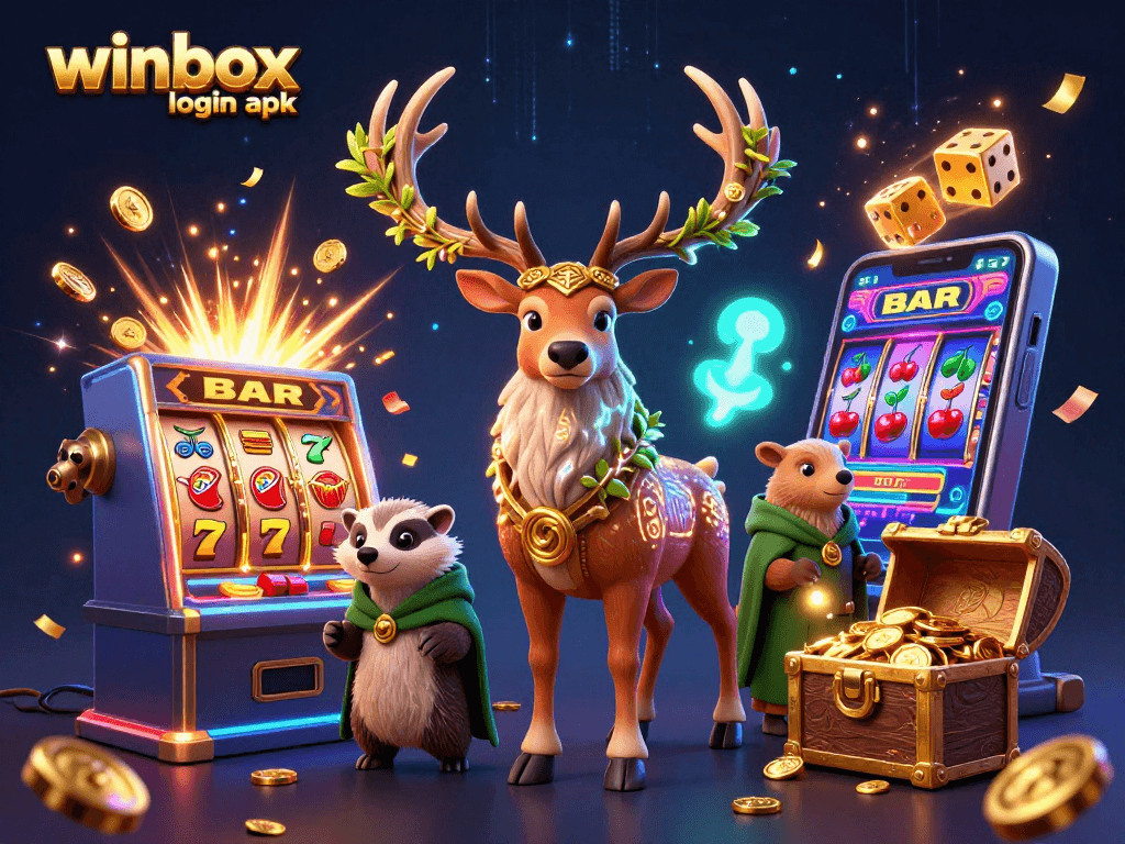 Experience the thrill of winbox login apk with vibrant casino elements and animated characters.