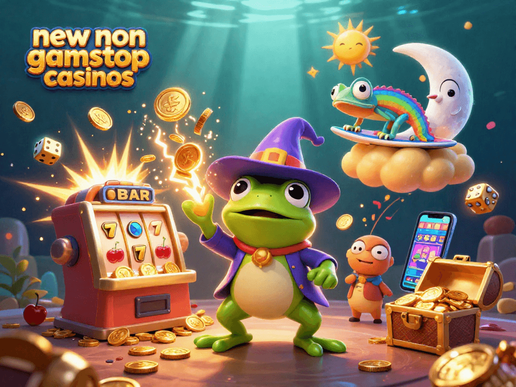 Experience excitement with new non gamstop casinos amid vibrant 3D gaming elements and magical characters.