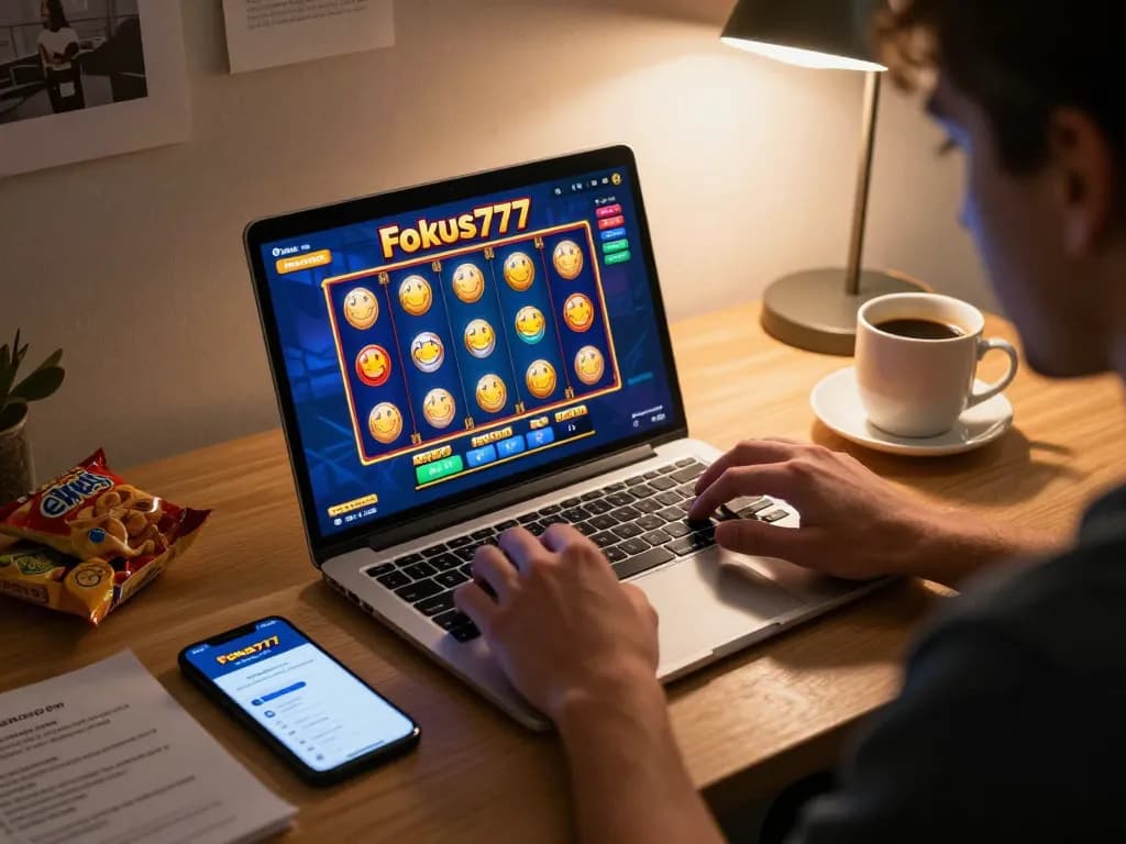Engaging gameplay scene on Fokus777's platform showing a player enjoying a vibrant slot game online.