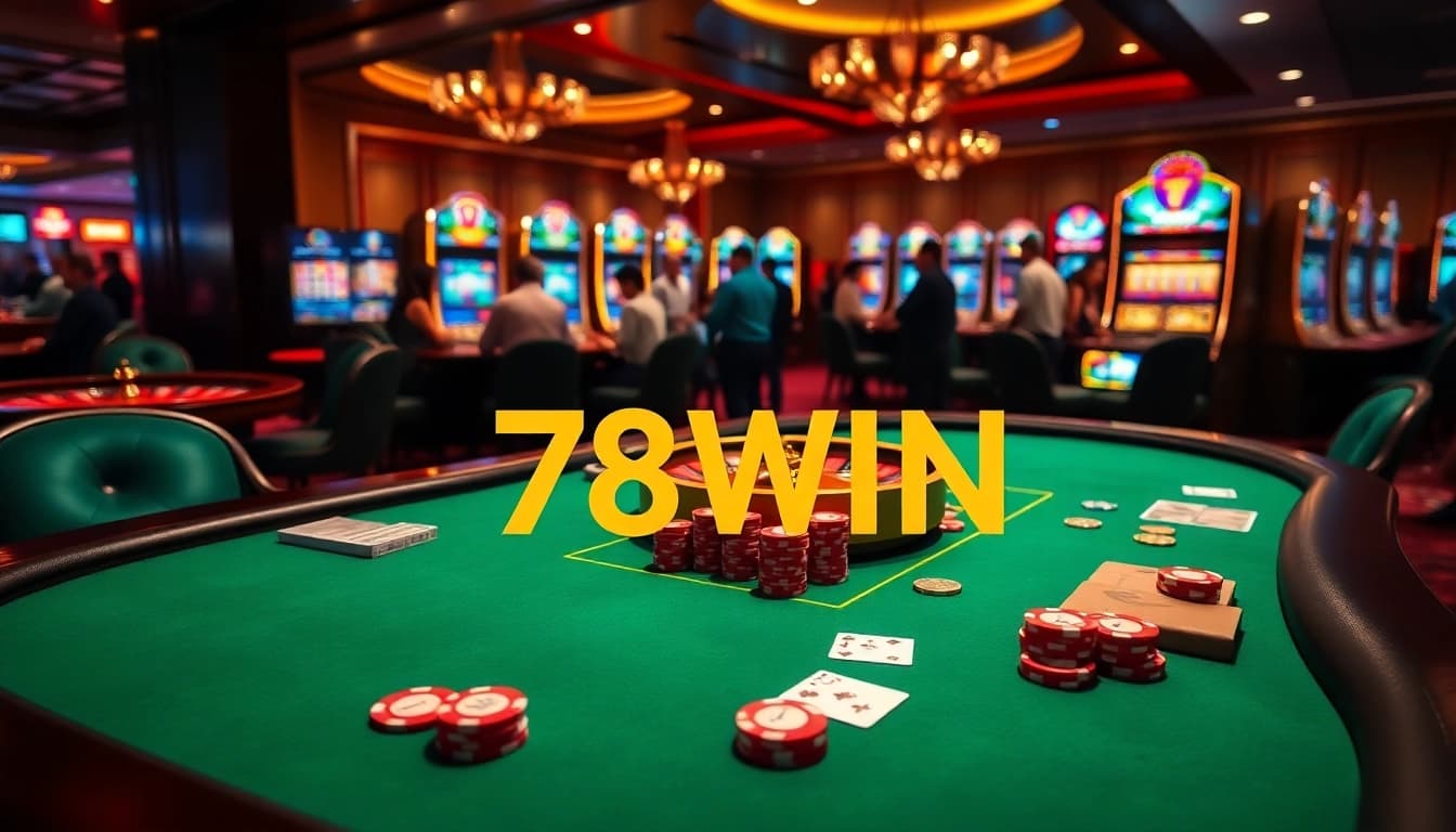 Experience the excitement of 78WIN casino with vibrant games and luxurious decor.