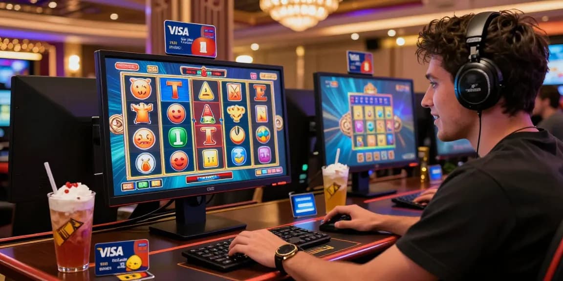 Exciting gameplay at credit card casinos with vibrant screens and banking options.