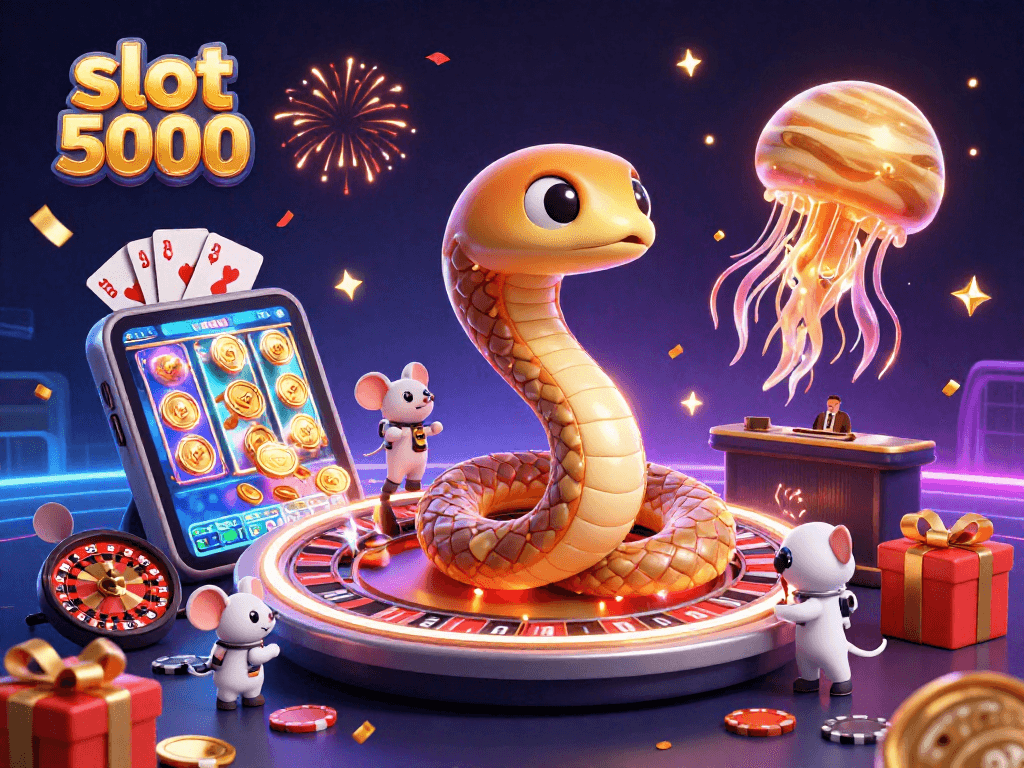Engage with the slot 5000 universe as children bet on Saturn's rings while the cosmic dealer oversees the action.