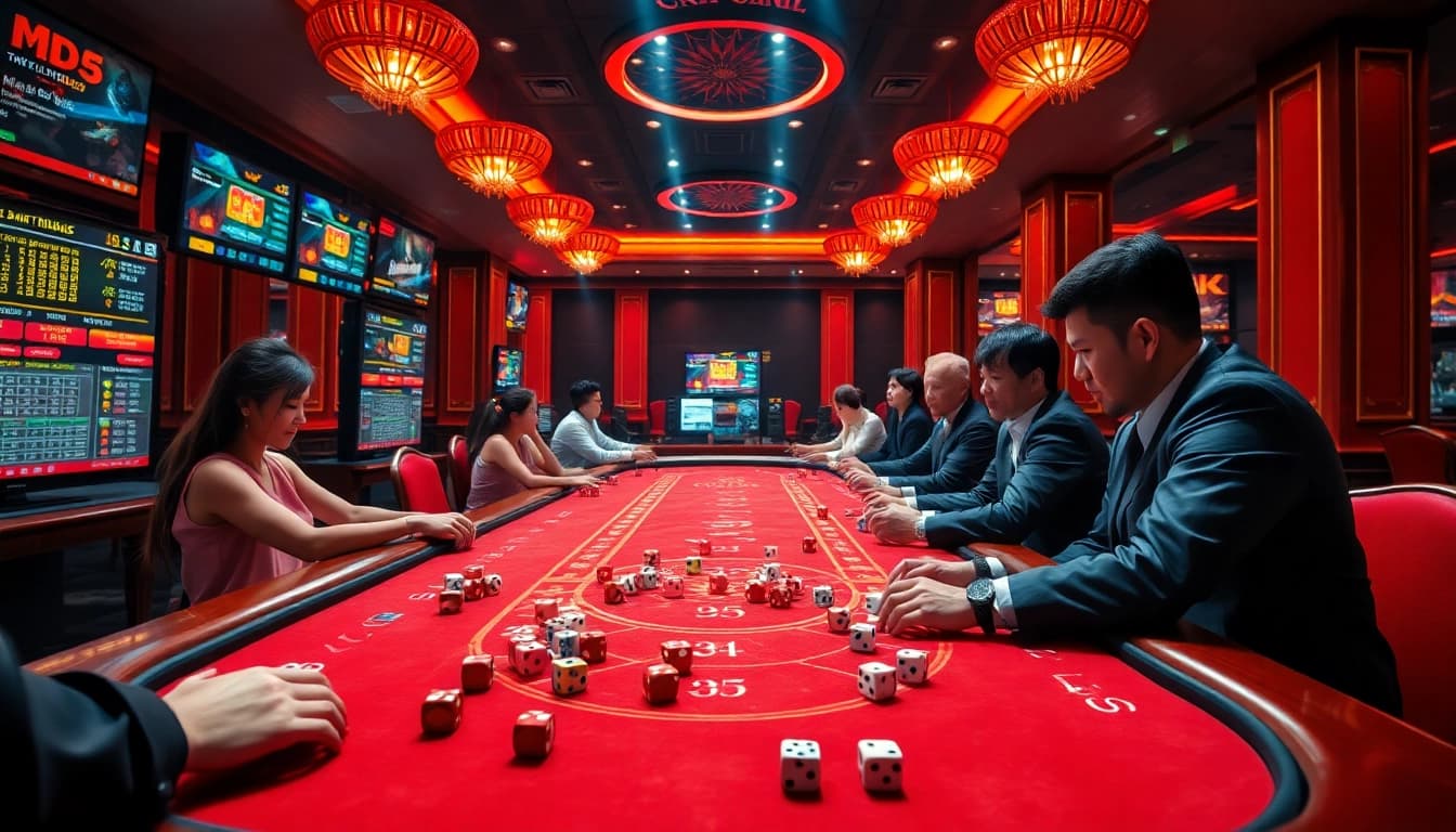 Engaging players at Tài Xỉu MD5 table showcasing vibrant gambling activities at https://taixiumd5.world.