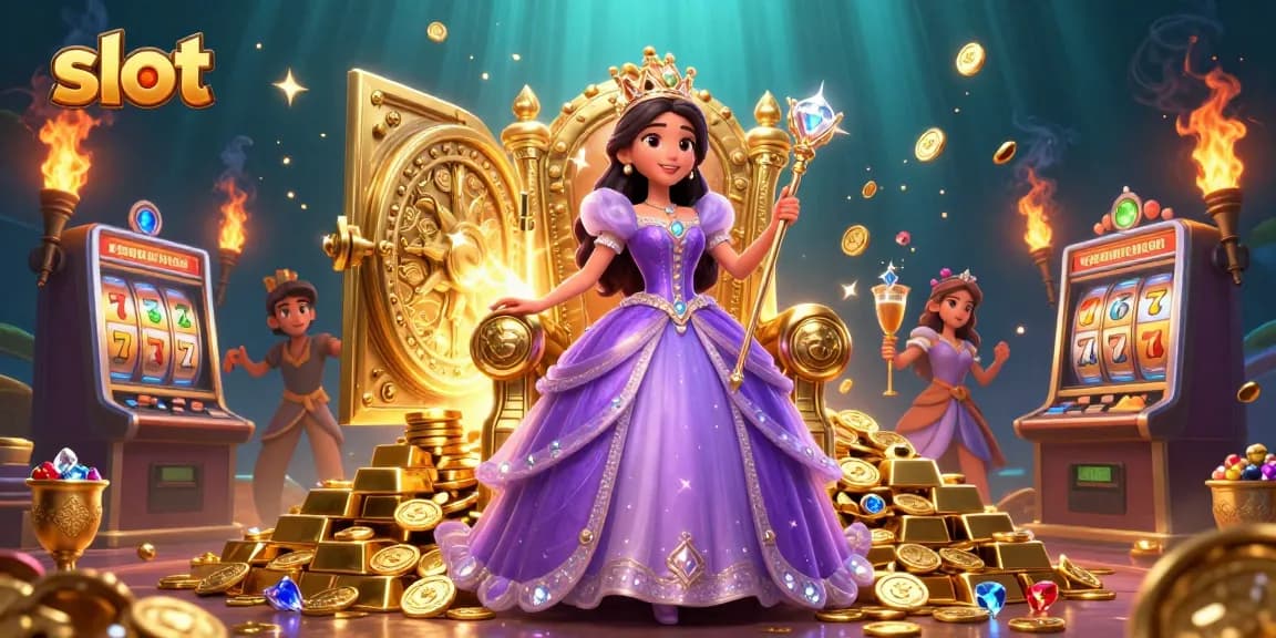 Spin thrilling slot games and win big with golden treasures in a vibrant casino scene.