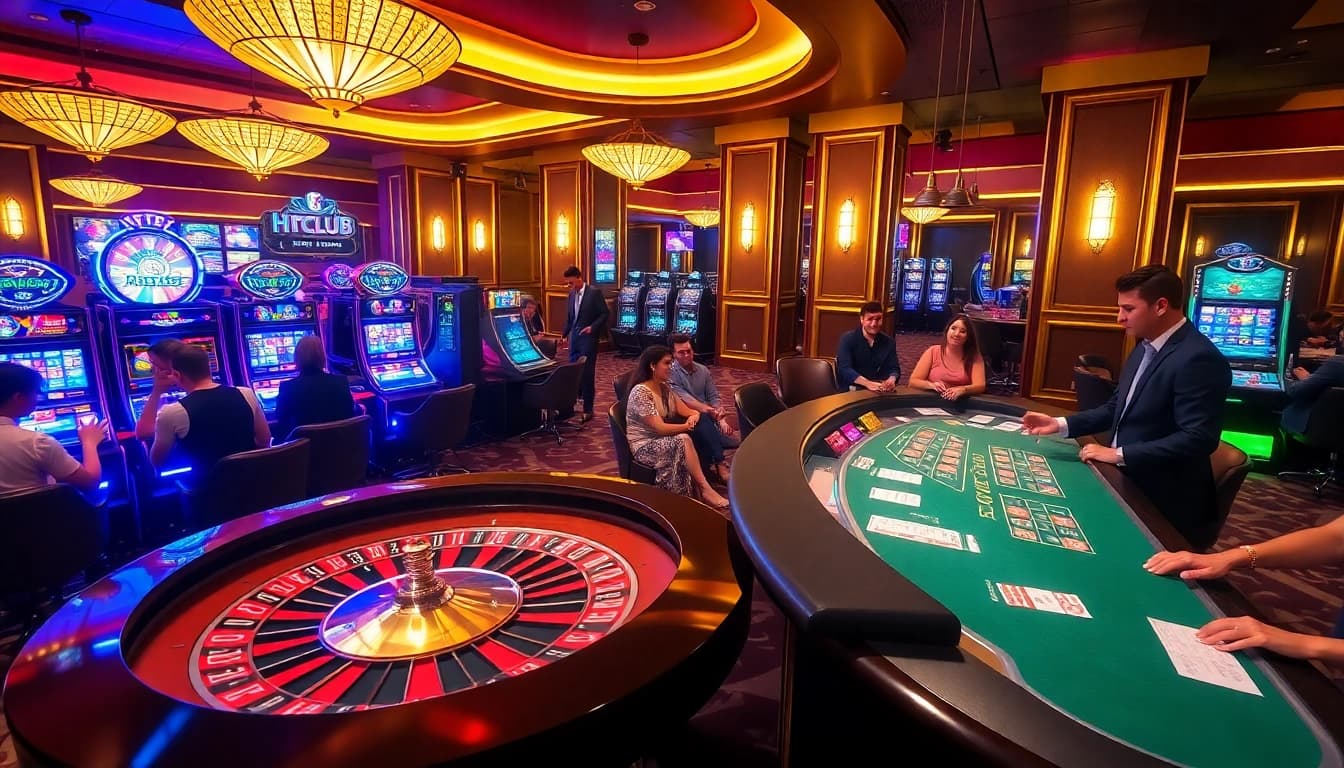 Experience thrilling wins at Hitclub with vibrant gaming tables and slot machines in action.