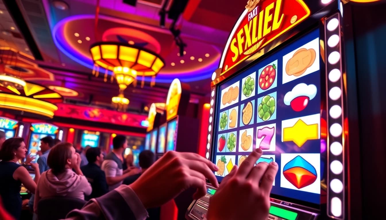 Menangkan jackpot di slot gacor dengan suasana kasino yang meriah dan penuh warna.