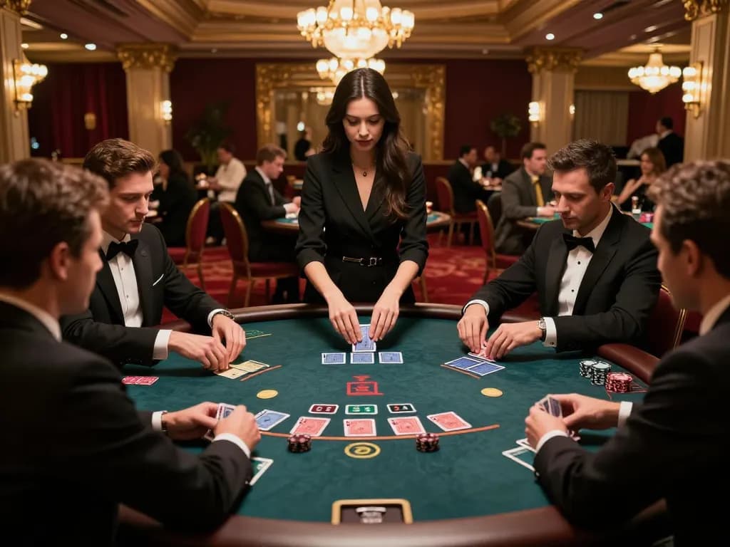 Engaging scene of players at a ww88 blackjack table, showcasing strategic gameplay and casino atmosphere.