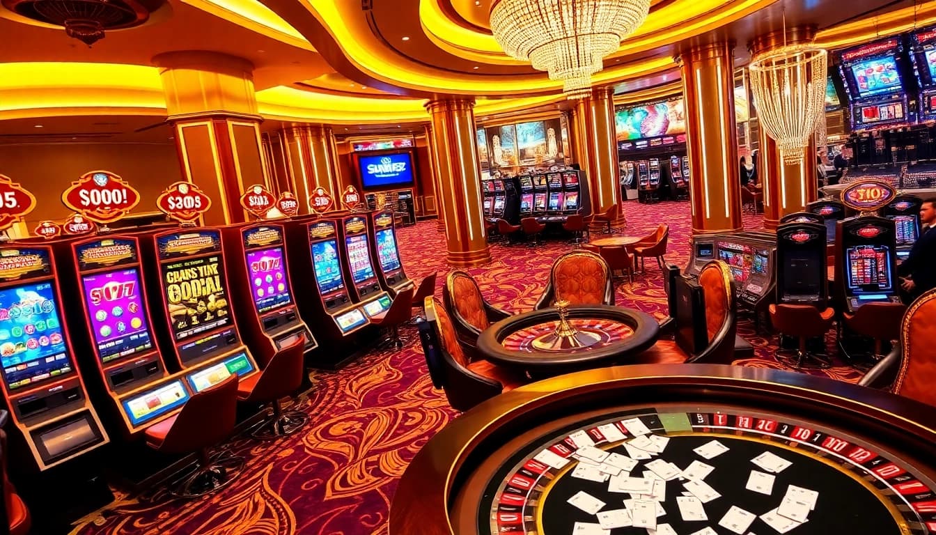 Players celebrating wins at SLOTS8 slot machines in a vibrant casino environment.