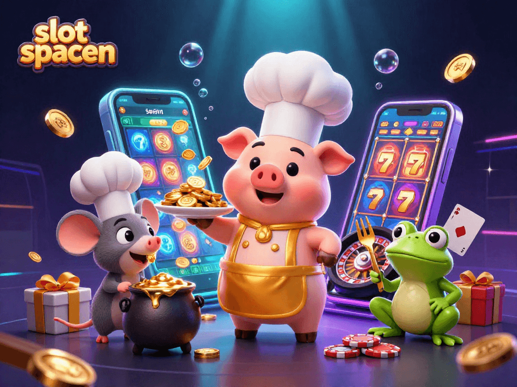 Join the excitement of slot spaceman with a dynamic scene of fun characters and thrilling casino elements.