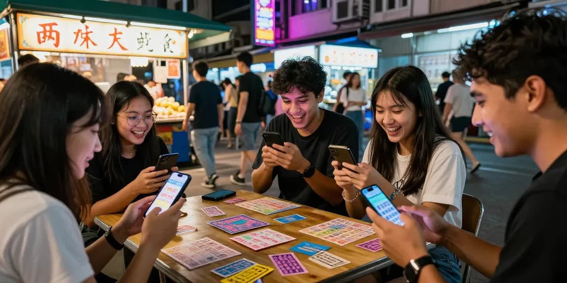 RajaTogel: Teman-teman bermain game lotere di jalanan kota yang ramai malam ini.