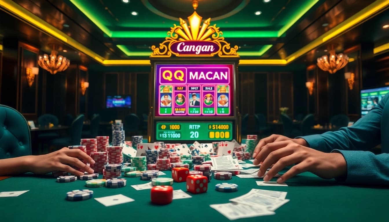 Experience thrilling gaming at QQMacan, the premium slot platform, with vibrant gameplay visuals.
