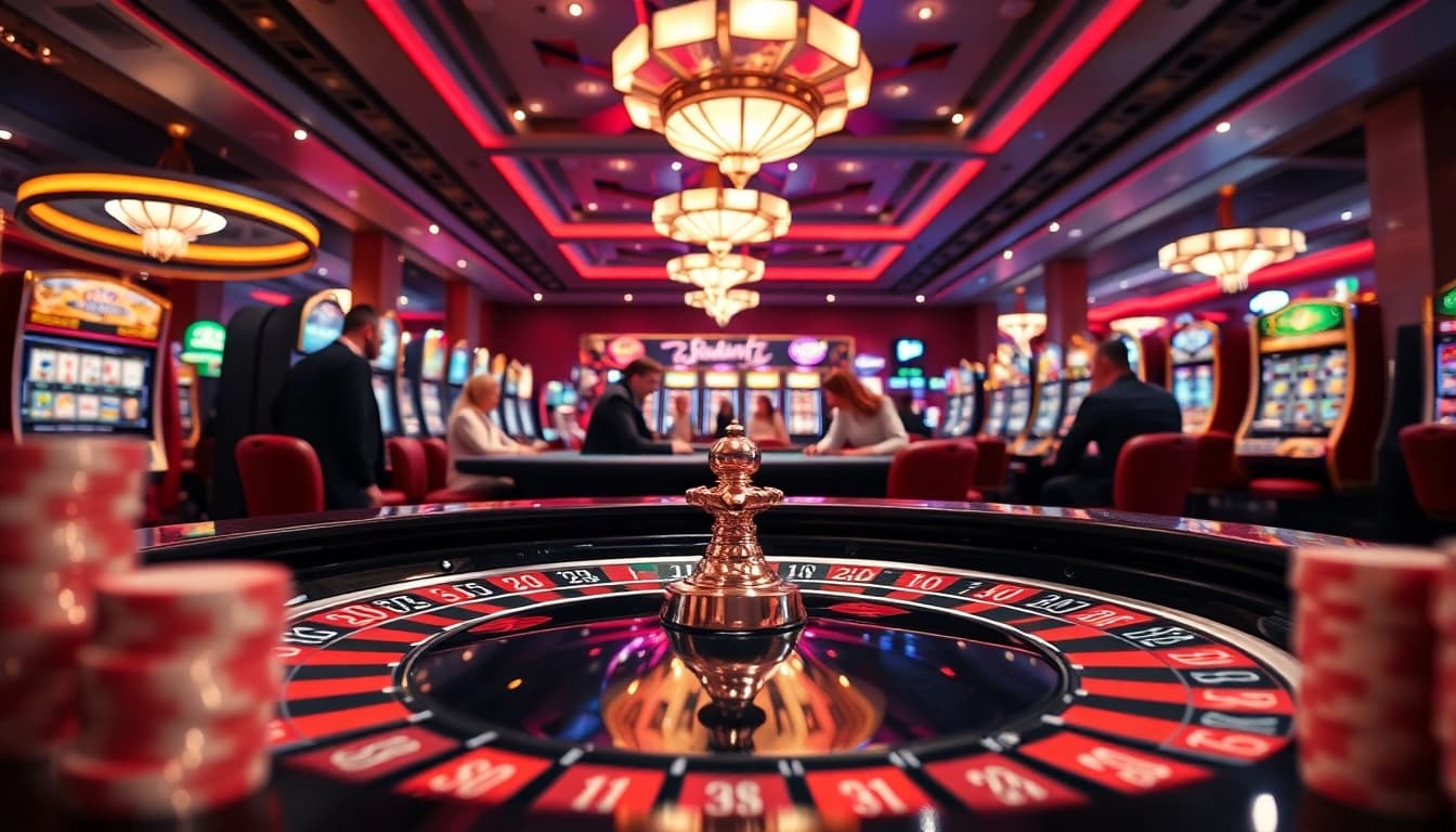 Engaging casino scene showcasing e2bet login action at a roulette table with players.