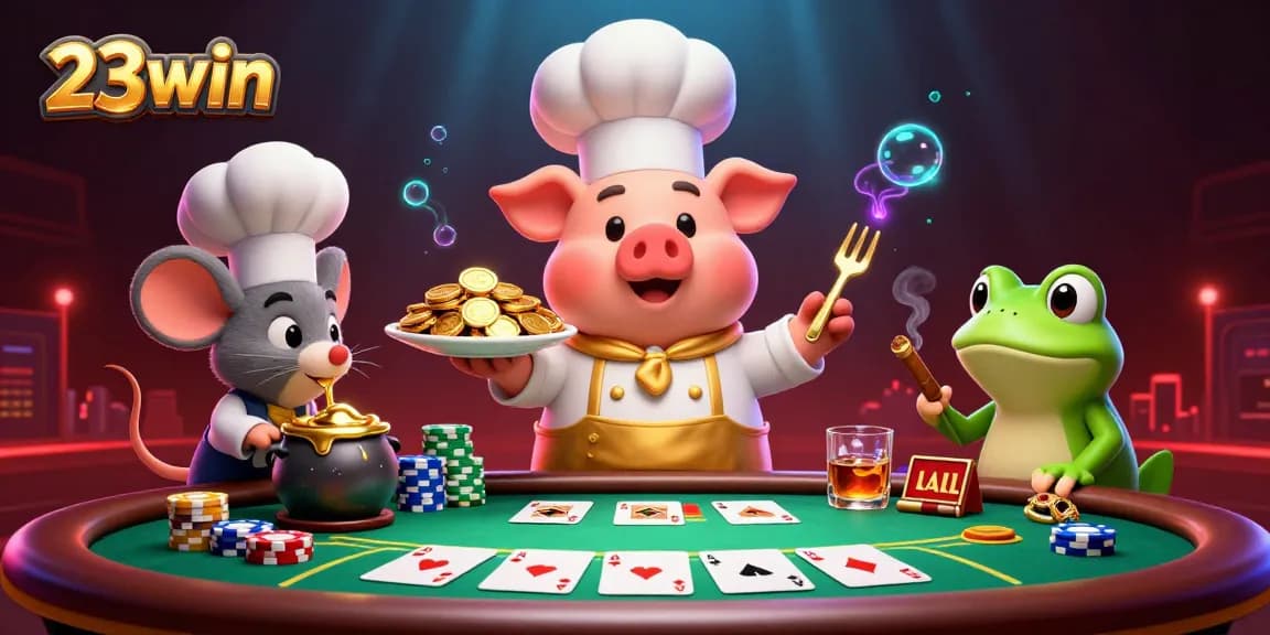 Experience thrilling gameplay at 23win with vibrant poker and gold elements.