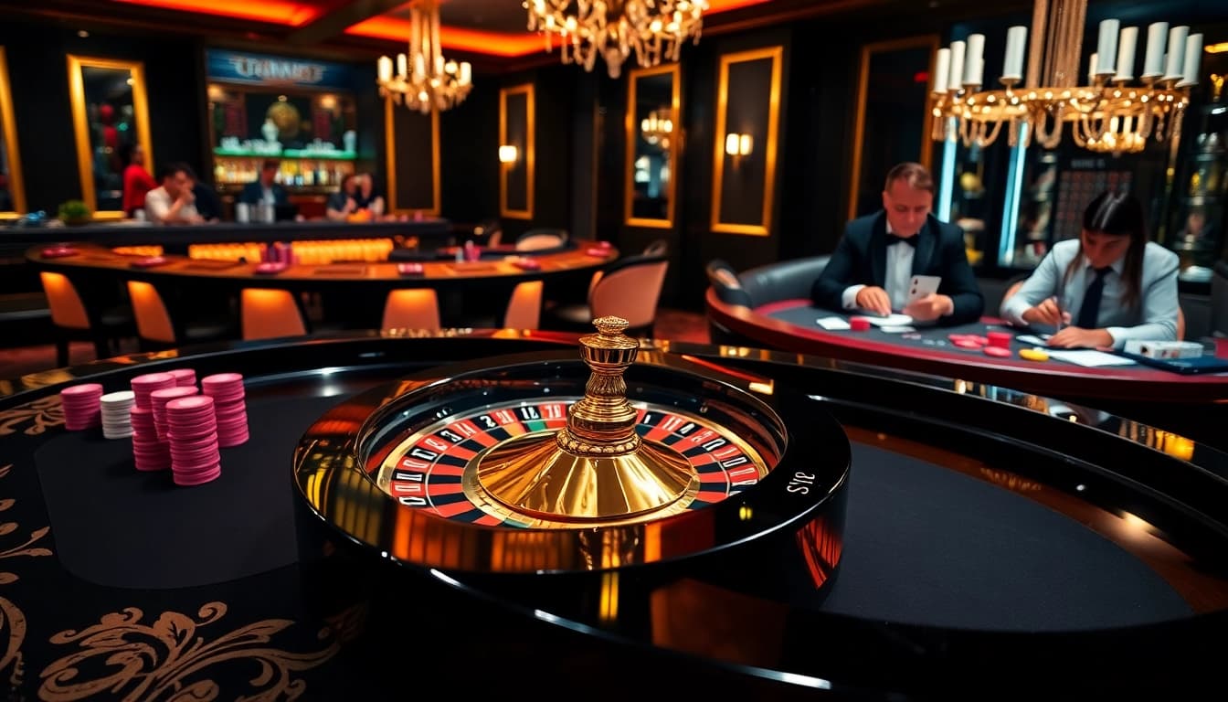 Engage in thrilling casino excitement at https://888new1.app/ with a roulette table and vibrant chips.