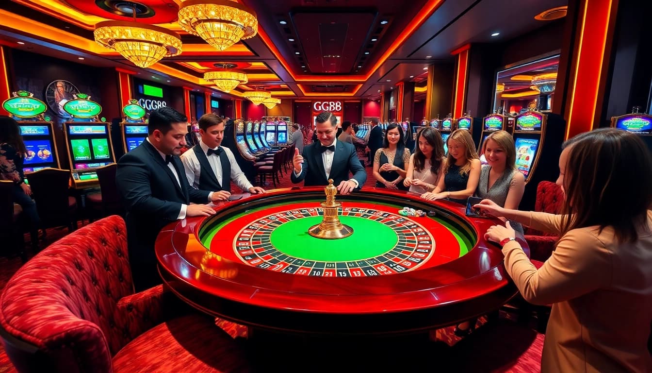 Exciting GG88 gaming experience with players placing bets at a luxurious casino table.