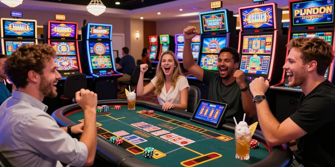 Experience the excitement at credit card casinos like https://being-there.org.uk, where diverse players celebrate wins in a vibrant gaming atmosphere.