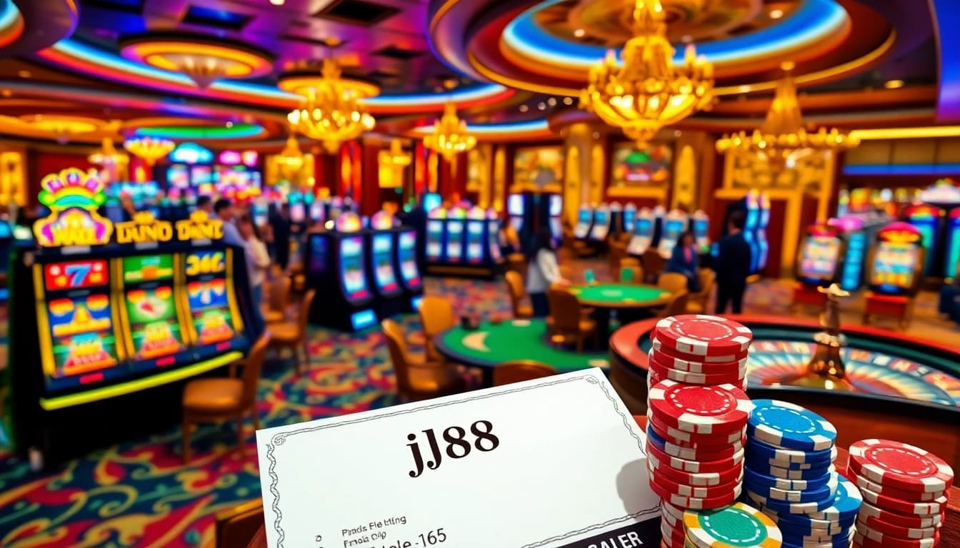 Experience thrilling gameplay at the j88 casino with vibrant slot machines and poker tables.