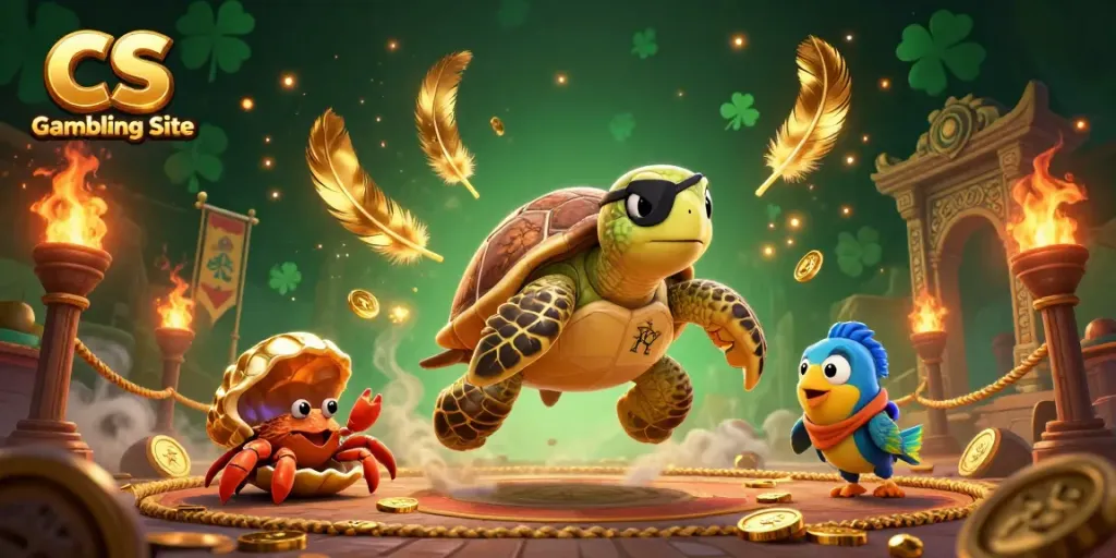 Engage with the ultimate CS Gambling Site featuring vibrant characters in action above treasure.