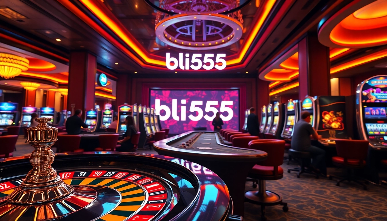 Experience the excitement of bl555 casino with vibrant slot machines, roulette, and lively players.