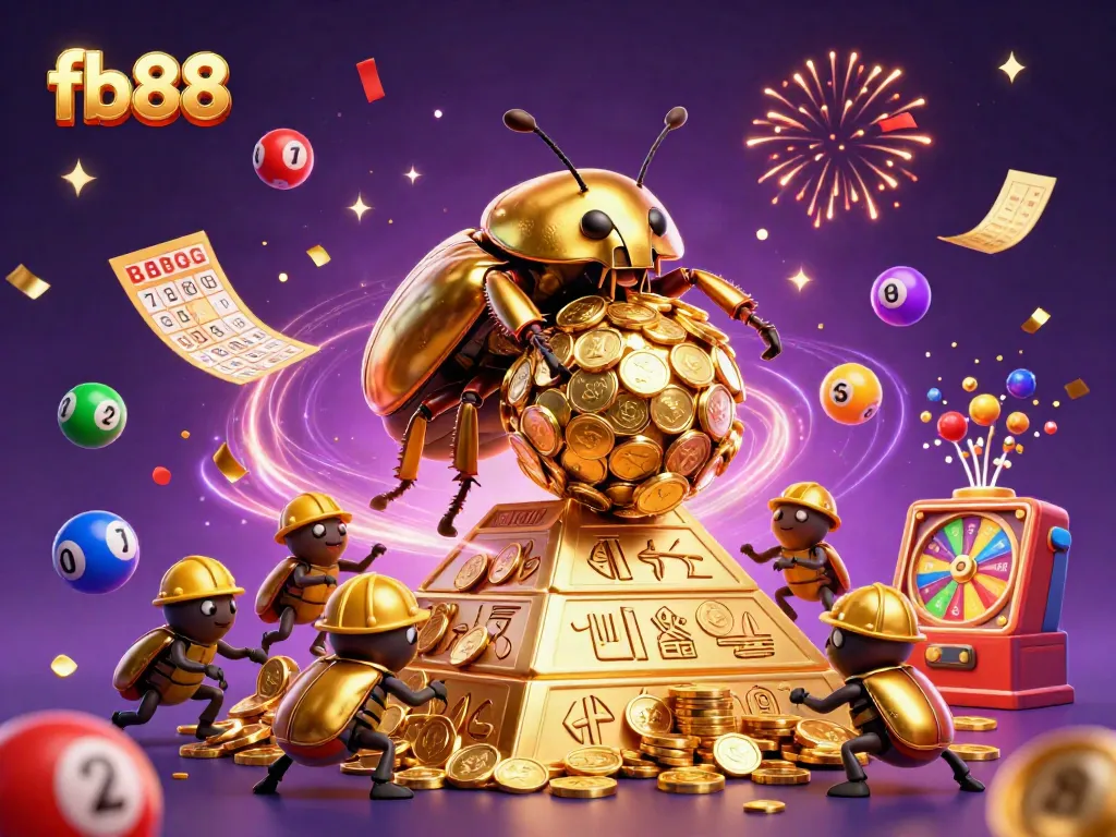 Engage with an exciting fb88 casino experience featuring colorful lottery elements and gold coins.