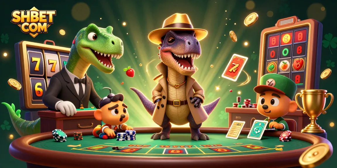 Experience the excitement of SHBET COM with 3D characters and dynamic casino elements in a thrilling gaming scene.