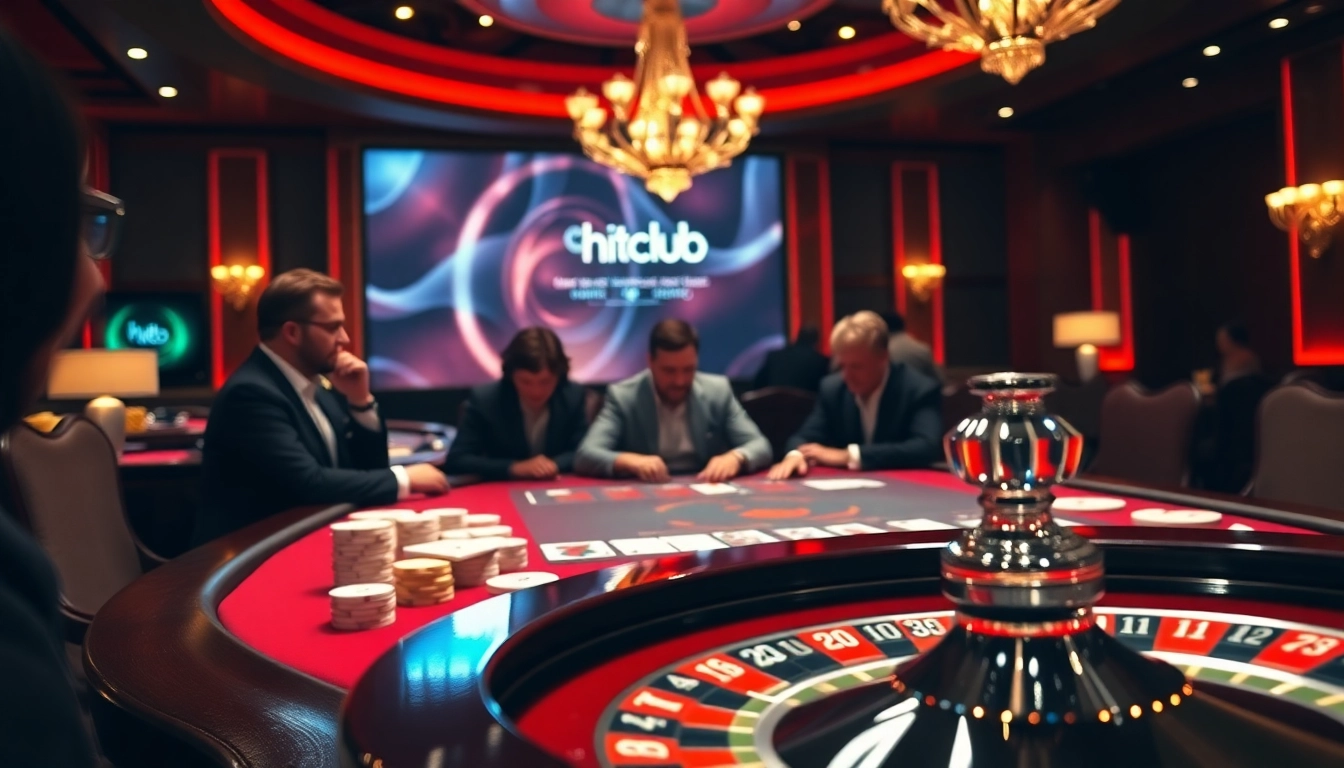 Hitclub poker table with vibrant chips and cards, capturing the excitement of high-stakes gambling.