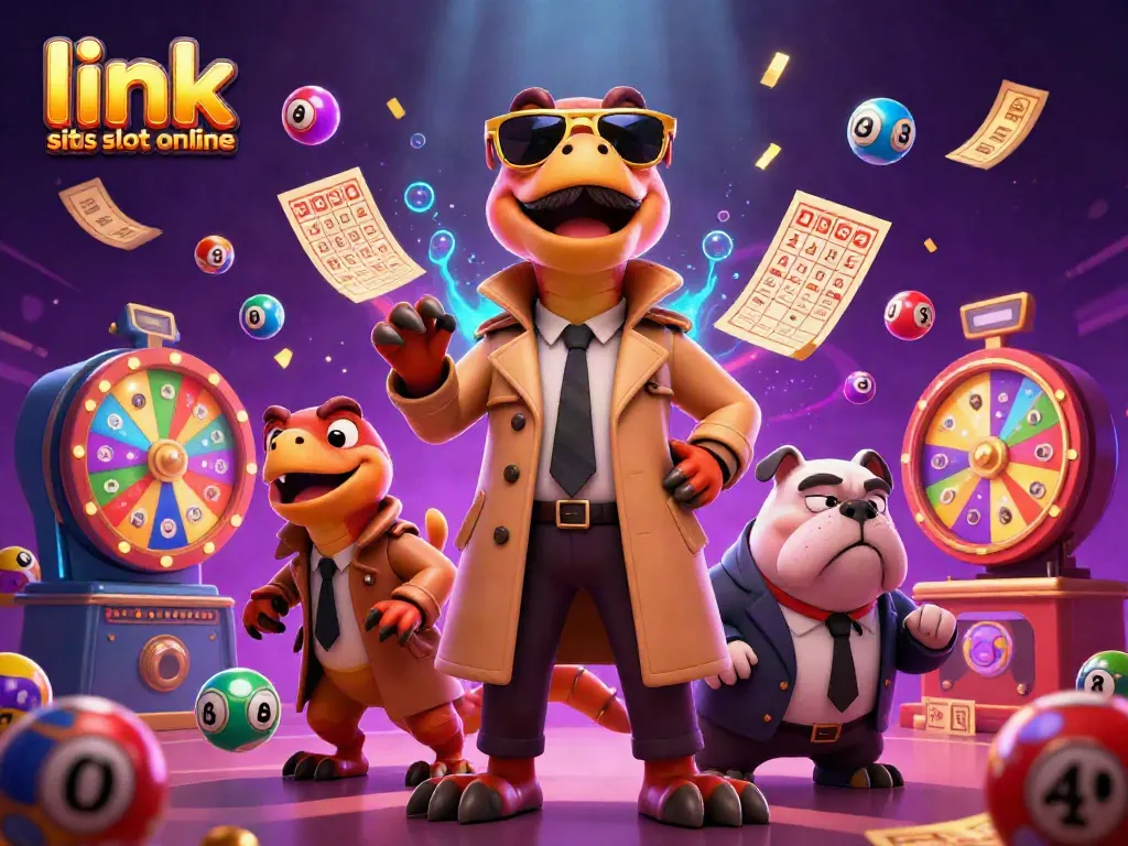 Gambar menarik dari "link situs slot online" dengan tiga raptor kartun yang berusaha memasuki lounge VIP kasino.