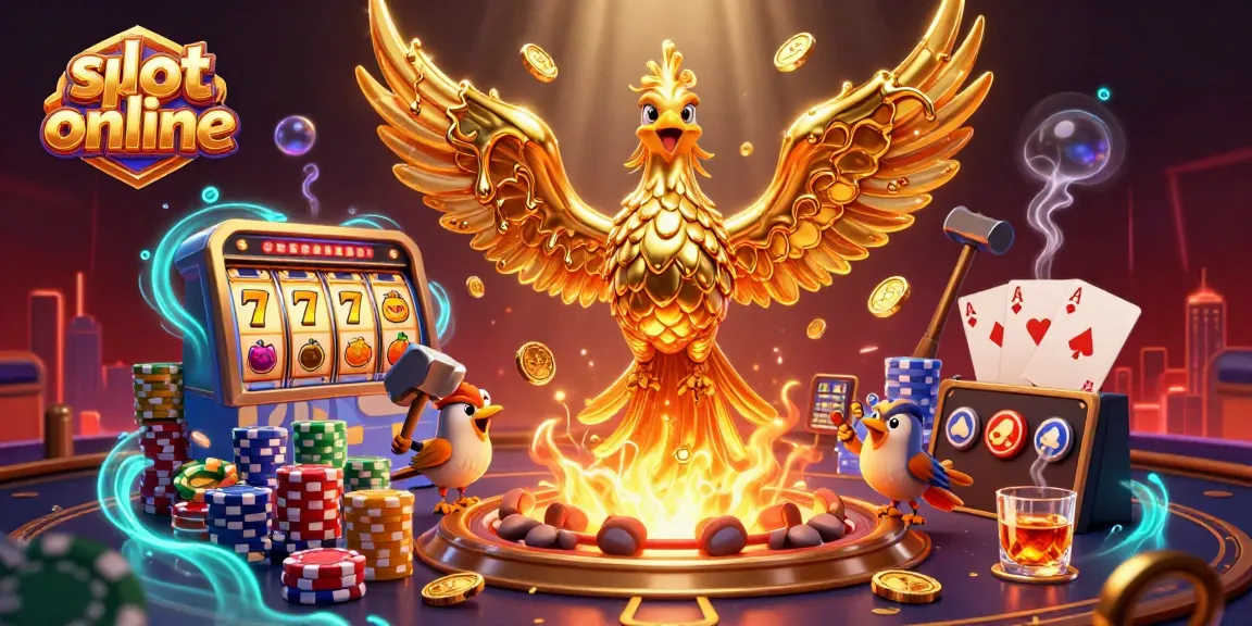 Bermain slot online dengan grafik menakjubkan, phoenix emas dan simbol keberuntungan memimpin momen jackpot.