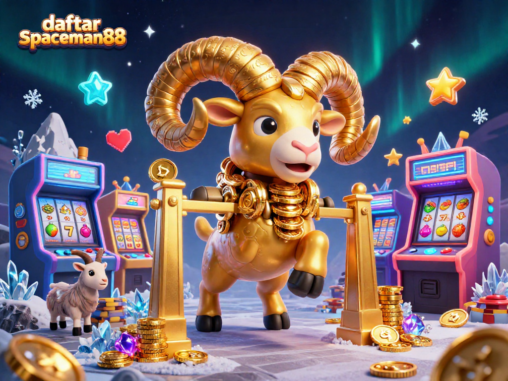 Experience daftar spaceman88 with vibrant slots, golden ram, and gaming action in a stunning digital illustration.