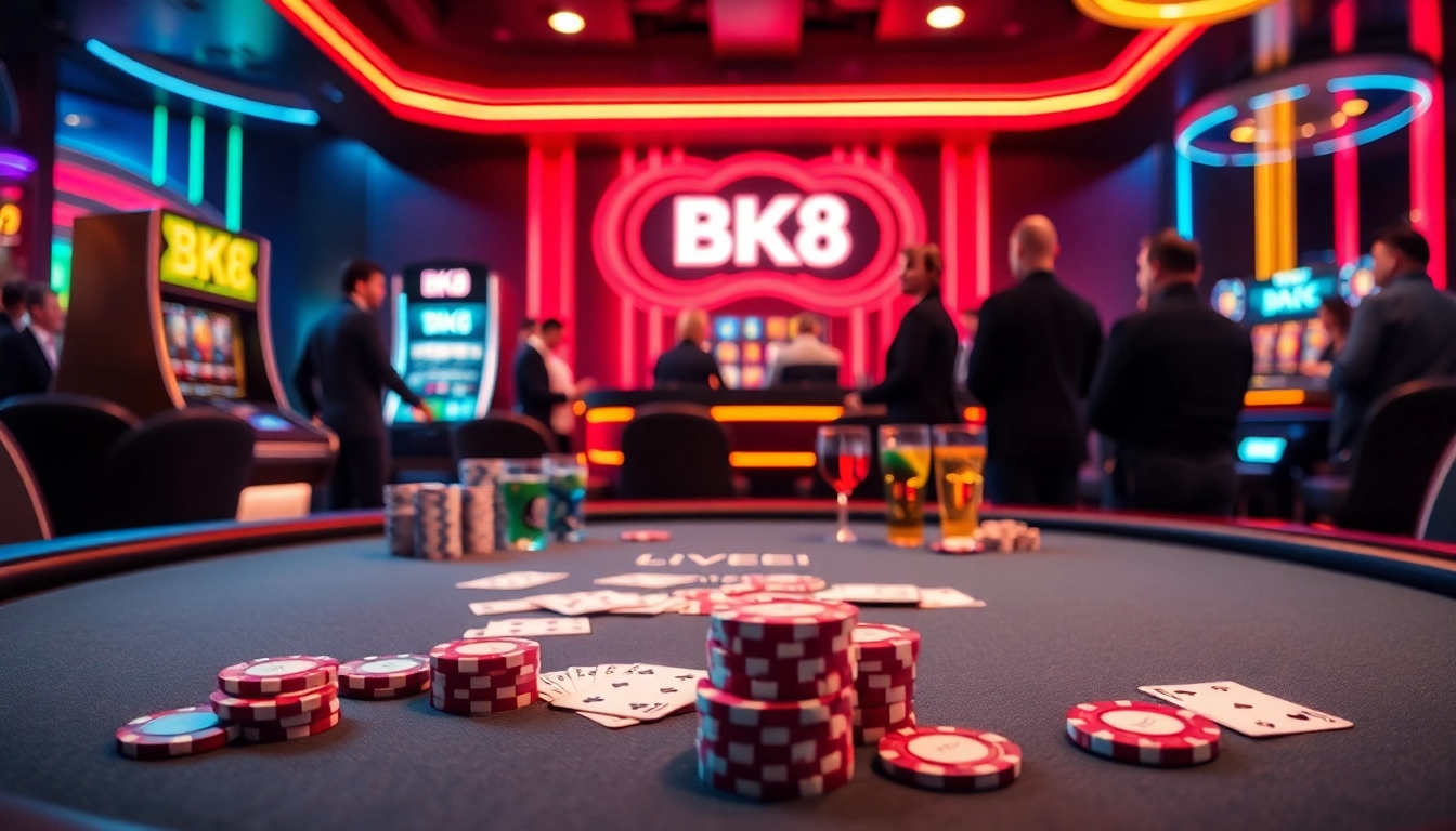 Engage in thrilling poker action at BK8 with vibrant casino visuals and professional-grade gaming elements.