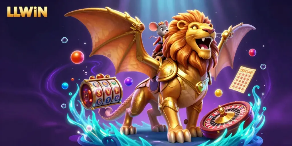 Engage in thrilling gameplay at LLWIN, featuring 3D chimera and dynamic casino elements.