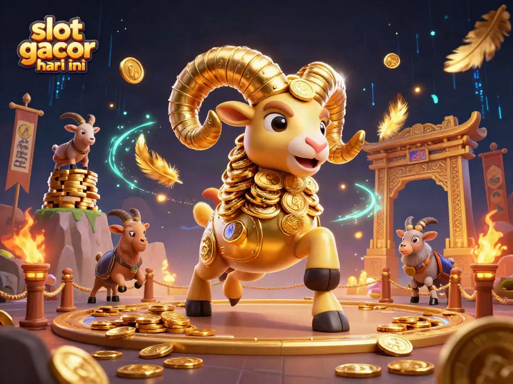 Mainkan slot gacor hari ini dengan simbol keberuntungan dan aksi penuh hadiah dalam ilustrasi kasino yang dinamis.