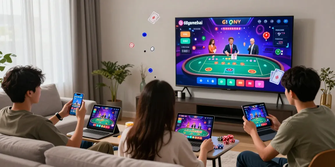 Players enjoying thrilling games on the 68gamebai online platform in a vibrant home setting.