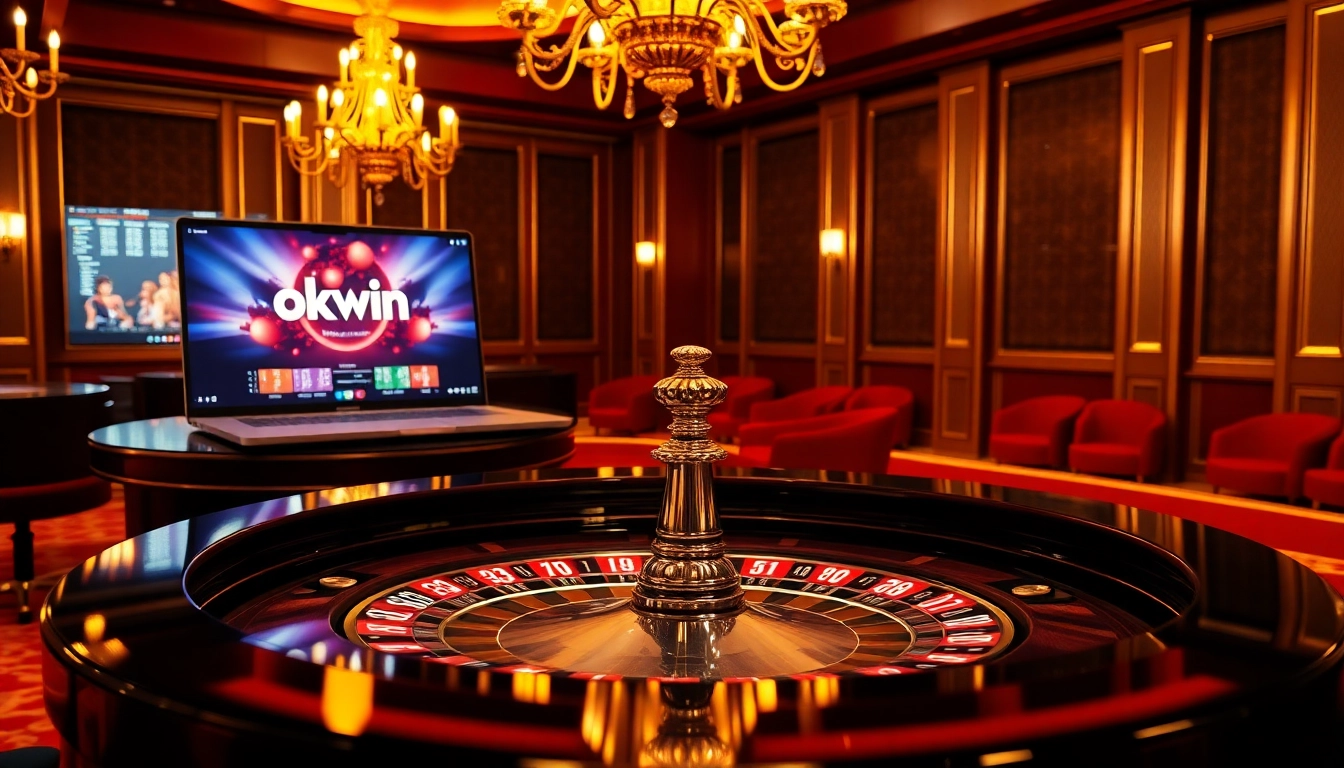 Engaged gamblers enjoying the excitement of casino games at Okwin's luxurious roulette table.