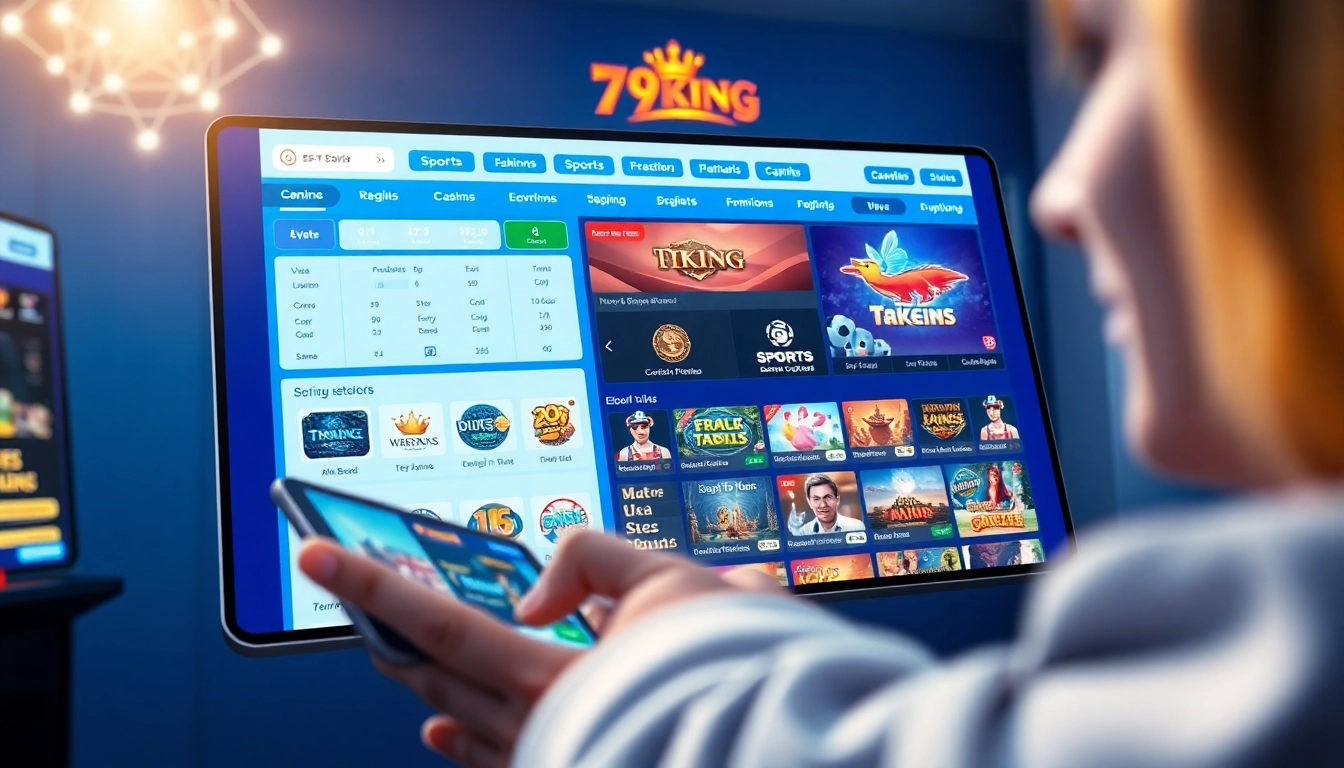 Aansprekende interface van 79king's gokplatform met levendige speelopties.